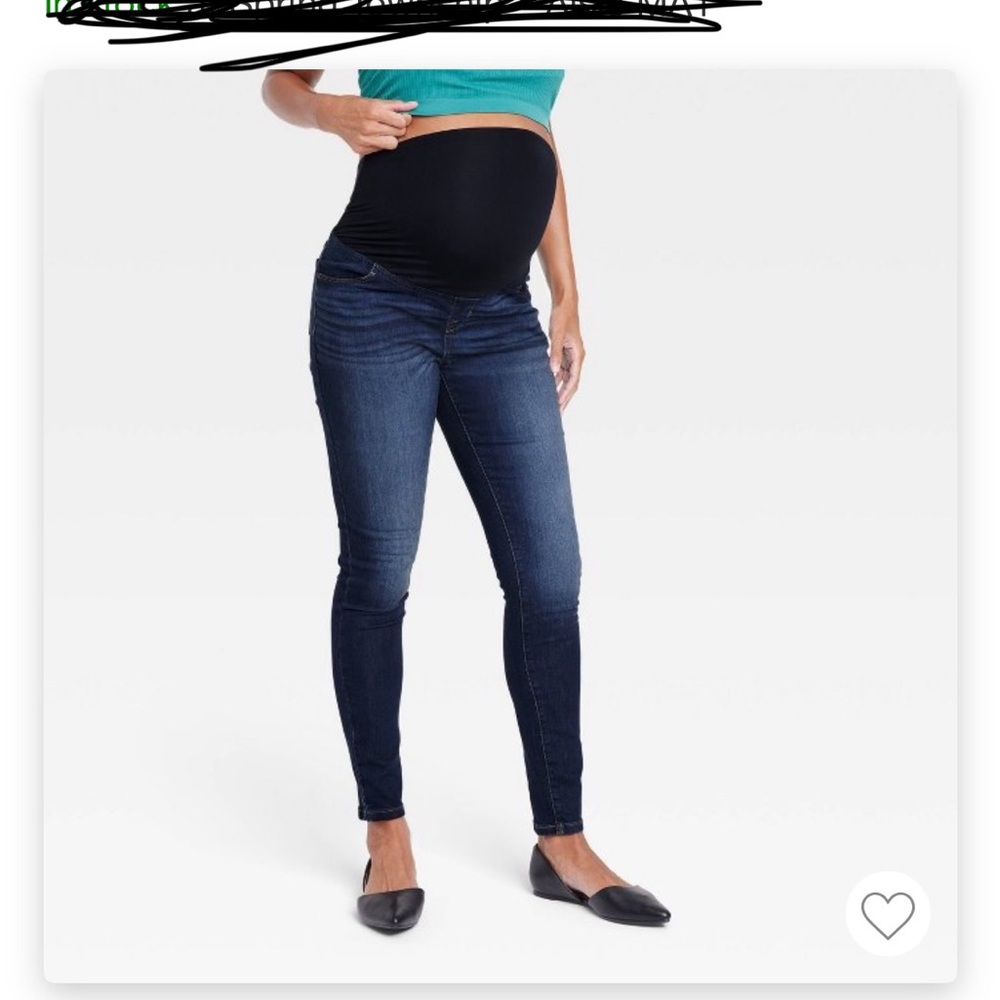 Over the Belly Skinny Maternity Pants Ingrid & Isabel Dark Wash Size 14